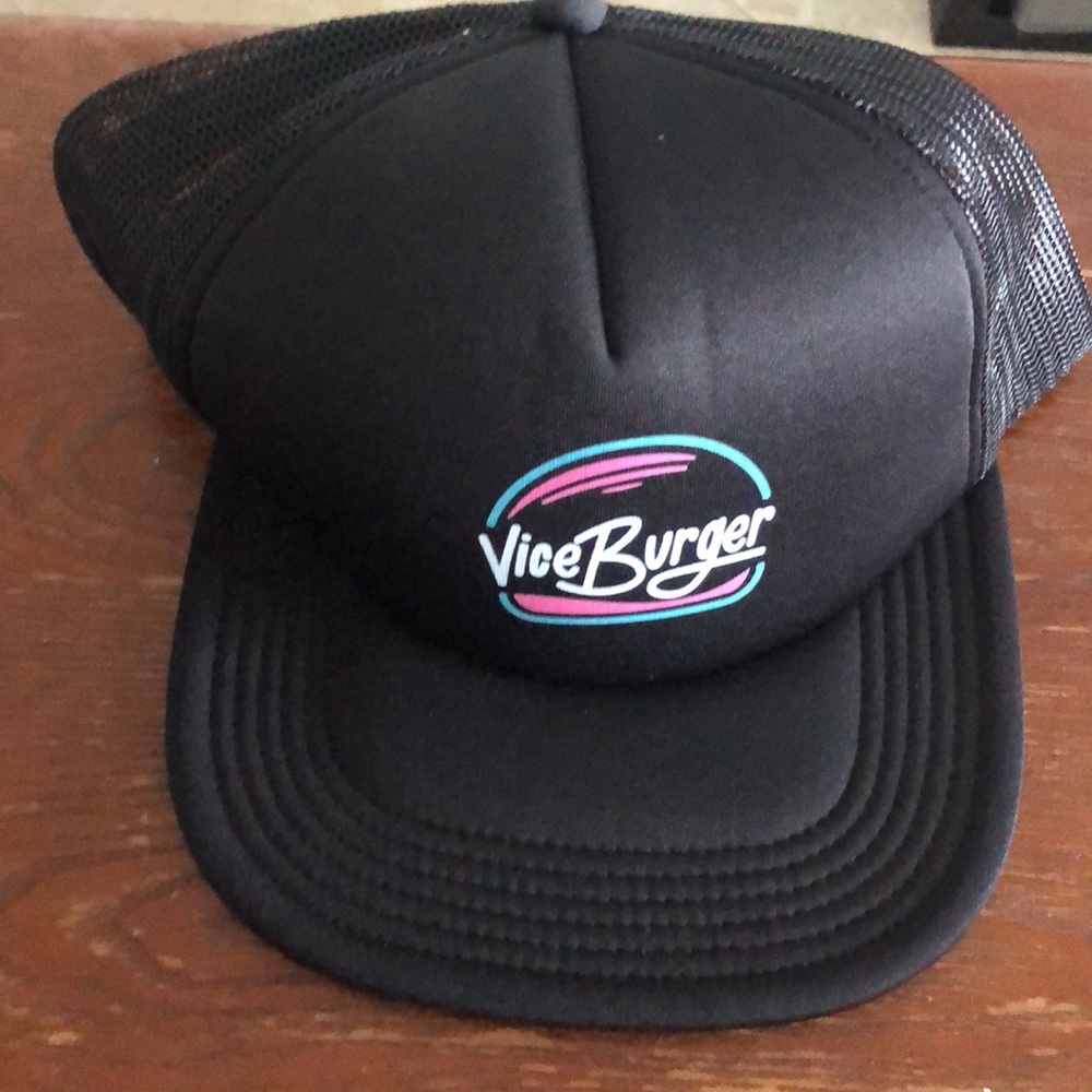 Vice Burger hat and drawstring bag